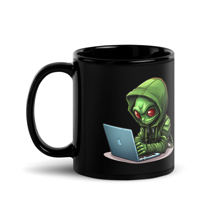Interstellar Debugger: Alien Programmer Bug Coding - Black Glossy Mug